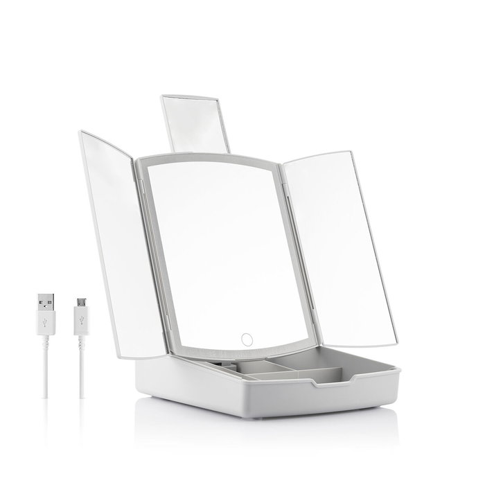 Inde Espejo Led Plegable con Organizador de Maquillaje, 20 cm x 25 cm x 7 cm (6 Unidades)