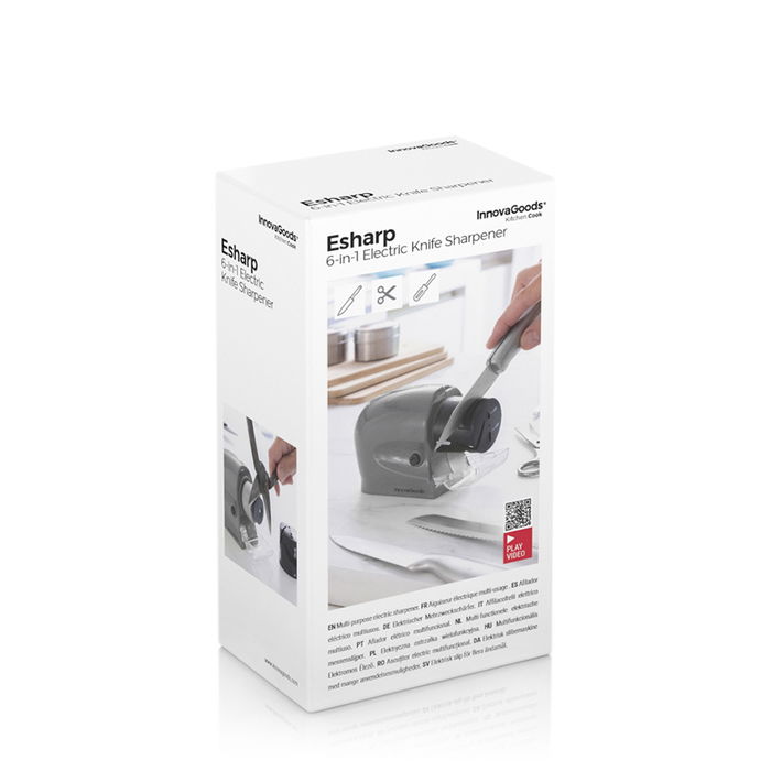 Innovagoods V0103410 Afilador Eléctrico Multiusos 6 en 1 eSharp para Cuchillos, Tijeras y Herramientas a Pilas