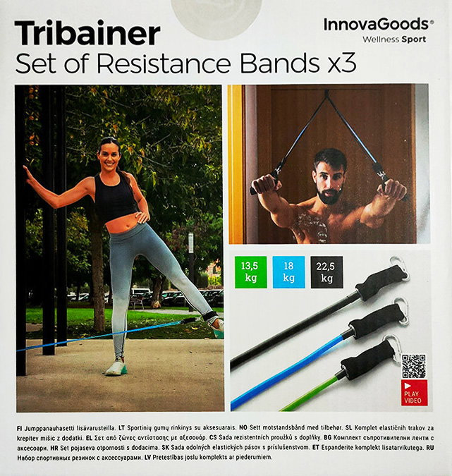 Set de Bandas de Resistencia con Accesorios y Guía de Ejercicios Tribainer InnovaGoods 3 Unidades Set de Bandas de Resistencia con Accesorios y Guía de Ejercicios Tribainer InnovaGoods 3 Unidades