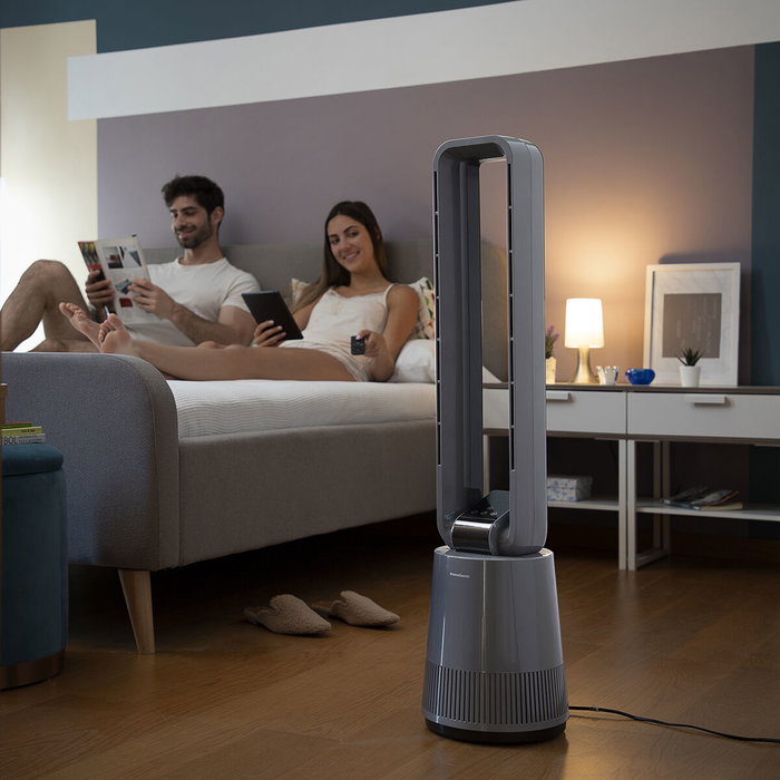 InnovaGoods Bloho Ventilador sin Aspas con Filtro Purificador y Mando a Distancia Gris InnovaGoods Bloho Ventilador sin Aspas con Filtro Purificador y Mando a Distancia Gris