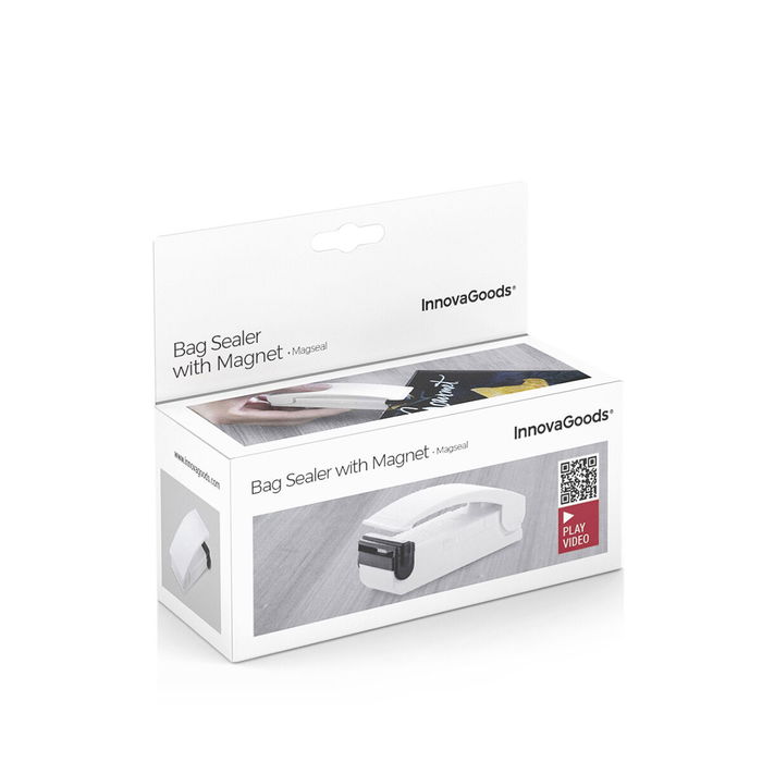 Innovagoods Selladora de Bolsas con Imán para Nevera, Cierre Hermético de Alimentos, Ligera y Portátil, Funciona a Pilas