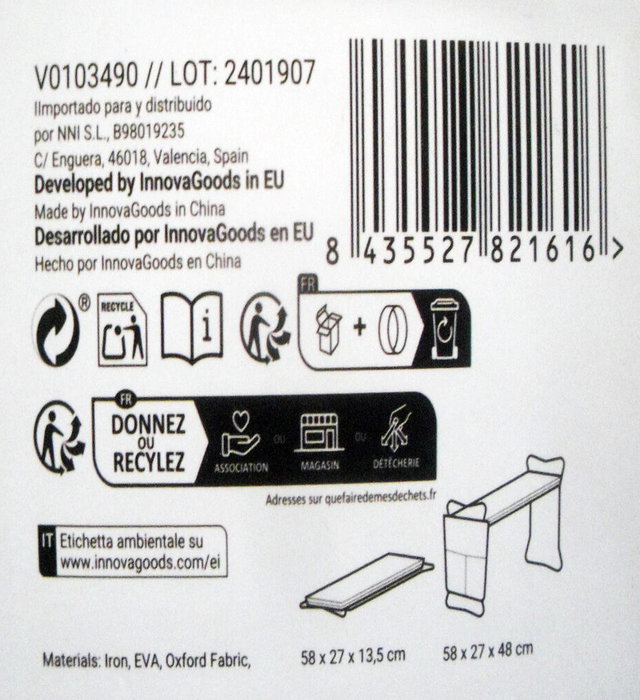 Inde Banco de Jardinería Plegable con Bolsa para Herramientas - Color Negro