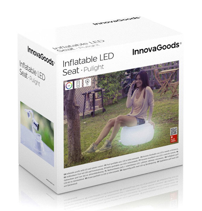 Innovagoods Pulight Asiento Hinchable con Luz LED Multicolor