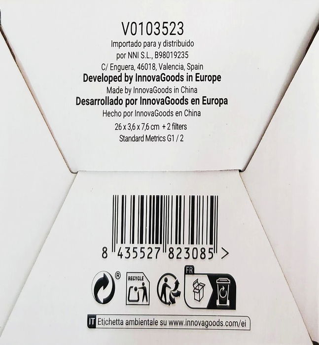 Inde Ecoducha con Hélice de Presión y Filtro Purificador, Dimensiones 26 x 8 x 4 cm (16 Unidades) Inde Ecoducha con Hélice de Presión y Filtro Purificador, Dimensiones 26 x 8 x 4 cm (16 Unidades)