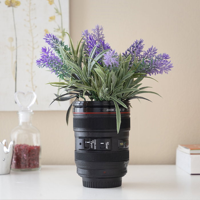 Innovagoods Taza multifunción Mukoffy de 400 ml con diseño de objetivo de cámara fotográfica