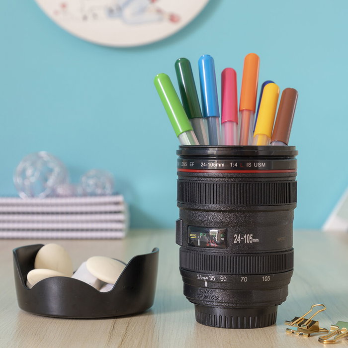 Innovagoods Taza multifunción Mukoffy de 400 ml con diseño de objetivo de cámara fotográfica