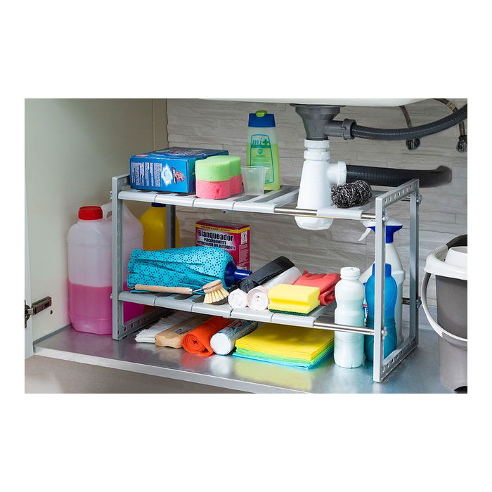 Estantería Extensible para Fregadero Shibblek InnovaGoods 2 Estantes Estantería Extensible para Fregadero Shibblek InnovaGoods 2 Estantes