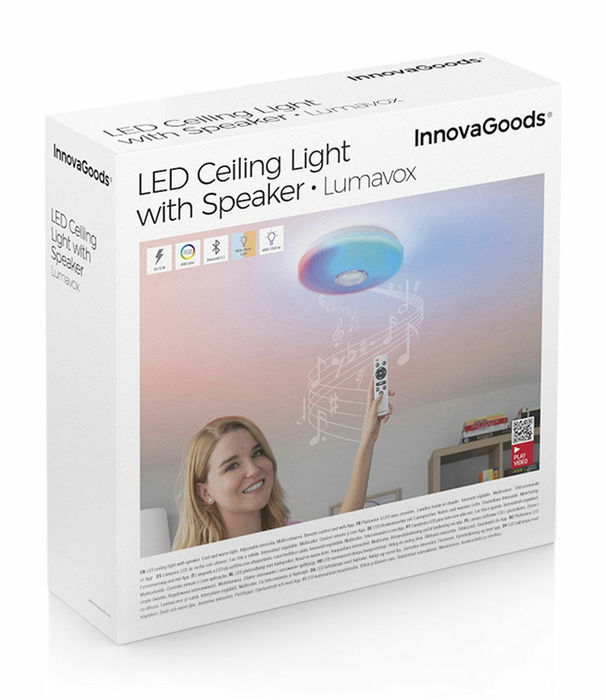 Lumavox Innovago Lámpara LED de Techo con Altavoz 30 cm x 30 cm x 5 cm (4 Unidades)