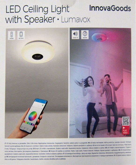 Lumavox Innovago Lámpara LED de Techo con Altavoz 30 cm x 30 cm x 5 cm (4 Unidades)