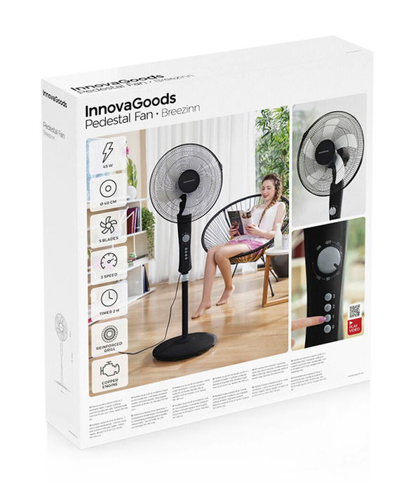 Ventilador de Pie InnovaGoods Breezinn Negro 45 W