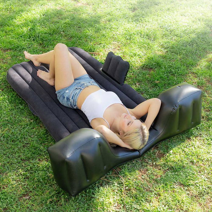 Innovagoods Colchón Hinchable Coche Roleep V0103712 para Asiento Trasero, Camping y Playa - Gris 132.5 x 72 x 40 cm