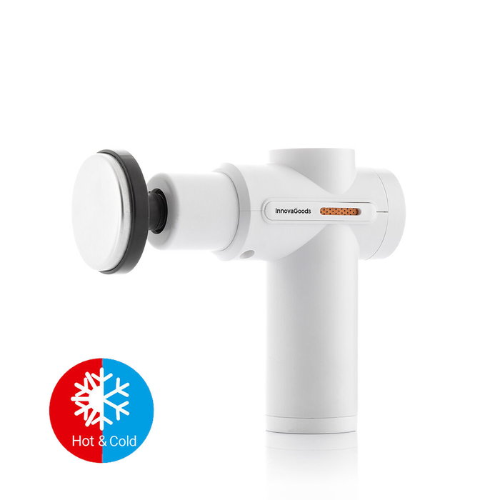 Innovagoods Pistola de Masaje Muscular con Calor y Frío, 6 Cabezales y 6 Velocidades