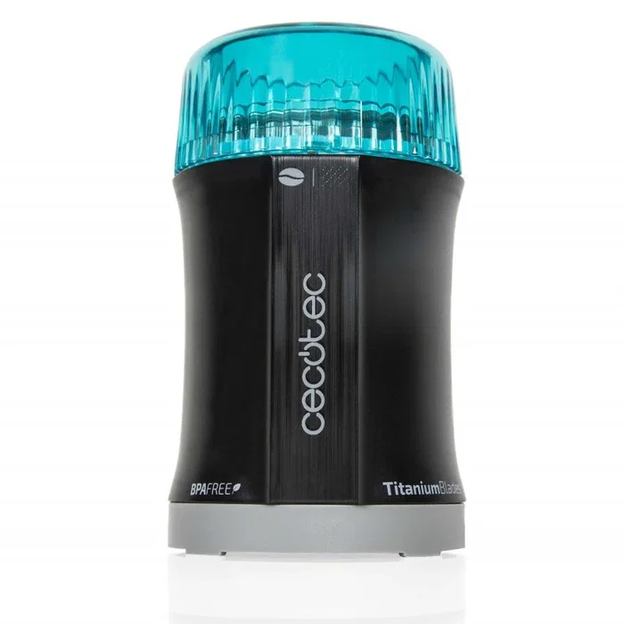 Cecotec Molinillo Eléctrico TitanMill 200 200W para Café y Especias, Cuchillas con Recubrimiento de Titanio, Capacidad 50g, BPA-Free, Negro y Azul