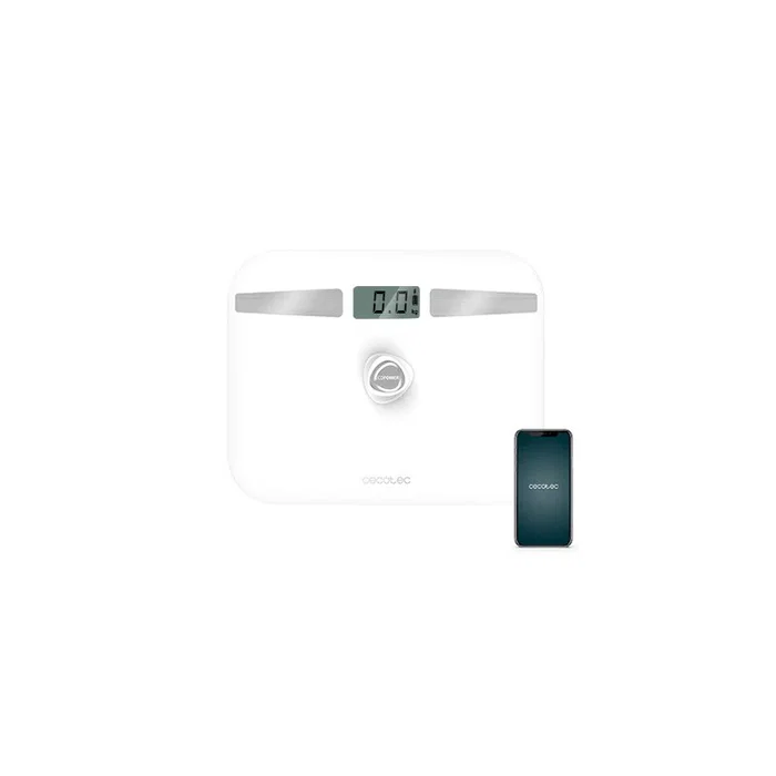 Cecotec Surface Precision EcoPower 10200 Smart Healthy White - Báscula de Baño Inteligente con Bluetooth, Análisis Corporal Completo, Vidrio Templado, 180 kg, Color Blanco