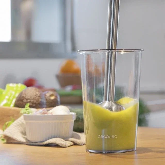 Cecotec Power TitanBlack 1500 XL - Batidora de Mano de Inmersión 1500 W Negro/Plata con Pie Extralargo y Vaso de 800 ml