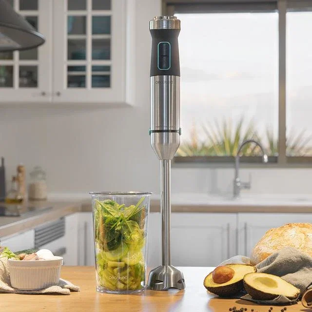 Cecotec Power TitanBlack 1500 XL - Batidora de Mano de Inmersión 1500 W Negro/Plata con Pie Extralargo y Vaso de 800 ml