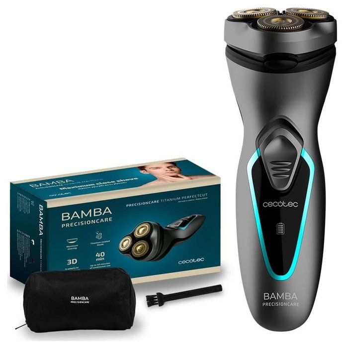 Cecotec Bamba PrecisionCare Titanium PerfectCut Afeitadora Rotativa Titanio 3D Head<|image><|image><tool_call|>