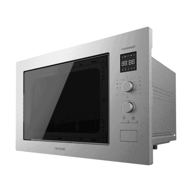 Cecotec Grandheat 2550 Built-In Steel Microondas Encastrable con Grill, 25 L, Negro y Acero