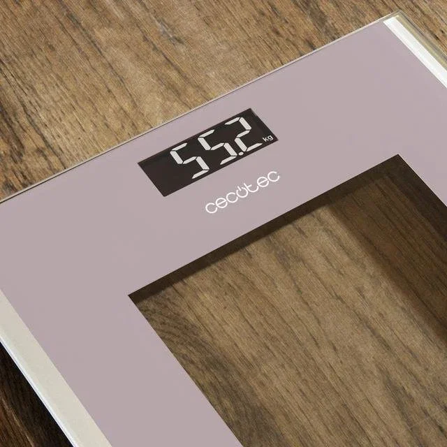 Cecotec Surface Precision Healthy 9100 Báscula de Baño Electrónica de Cristal Templado, Hasta 180 kg, 4 Sensores, 30x30 cm, Pantalla LCD Retroiluminada, Color Blanco con Gris