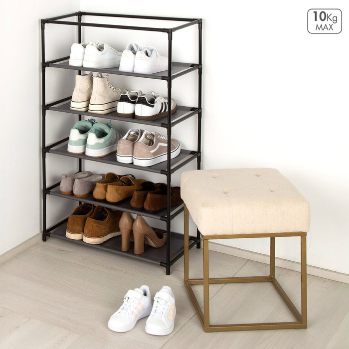 Range-chaussures Max Home Noir Gris Métal Textile 60 X 90 X 30 CM (6 Unités)