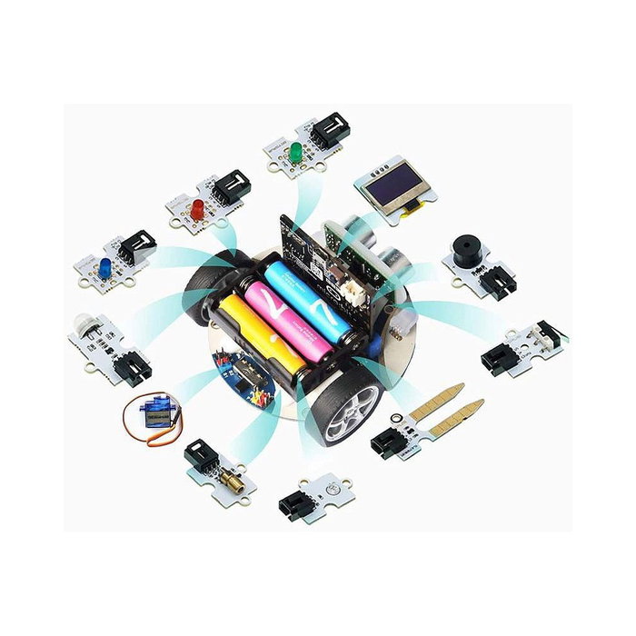 Micro:bit Robot Coche Intelligent Cutebot Kit Voiture Programmable avec Capteurs Ultrasons Suiveur de Ligne IR