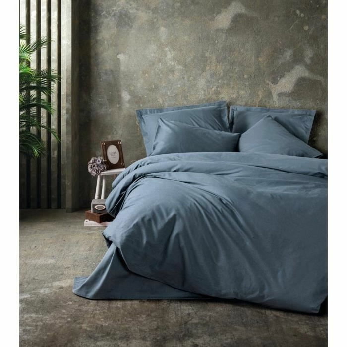 BigBuy Home Parure de couette en coton renforcé Anthracite 220 x 240 cm BigBuy Home Parure de couette en coton renforcé Anthracite 220 x 240 cm