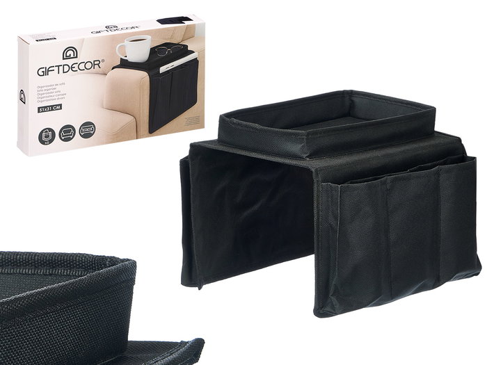 Giftdecor Organiseur Canapé 6 Pochettes Noir 31x5x18 cm Tissu Oxford (Set de 12) Giftdecor Organiseur Canapé 6 Pochettes Noir 31x5x18 cm Tissu Oxford (Set de 12)