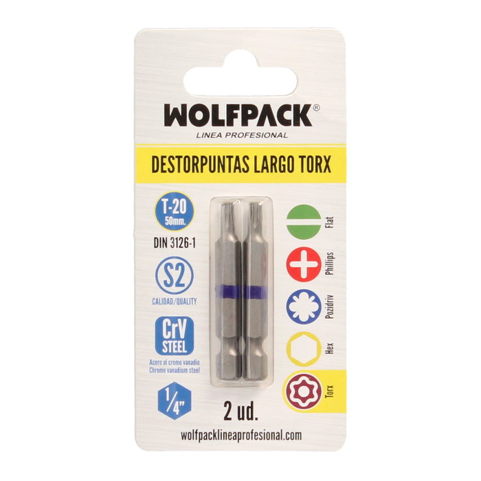 WOLFPACK LINEA PROFESIONAL Embout pour vis long Torx T-20