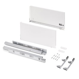 Emuca Tiroir extérieur Vertex avec réglage 3D, hauteur 242 mm, 60 kg, blanc