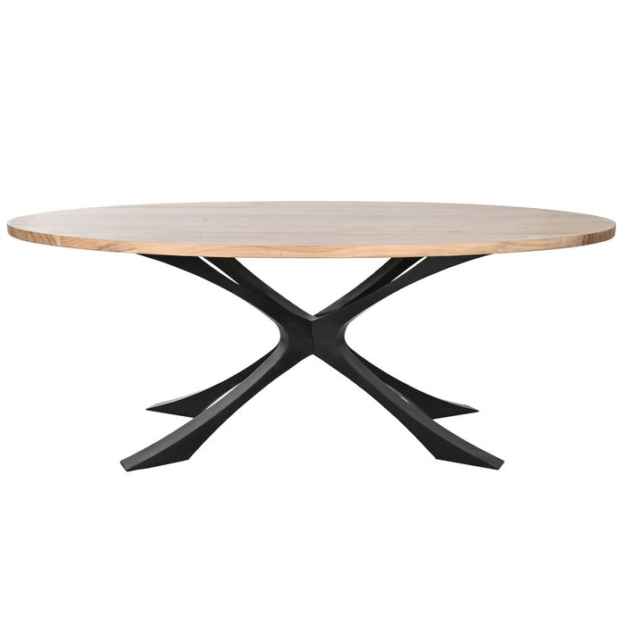 DKD Home Decor Table de Salle à Manger en Métal et Bois d'acacia 200 x 110 x 76 cm