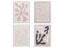 Giftdecor Tableau Toile Abstrait Blanc Ocre 30x40 cm, lot assorti (Set de 4)