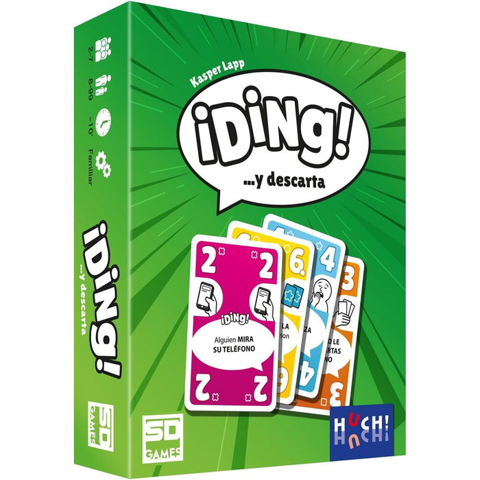 SD GAMES Jeu de société Ding en espagnol - Jeu de cartes rapide - 2 à 7 joueurs - Durée de partie 10 min - À partir de 8 ans SD GAMES Jeu de société Ding en espagnol - Jeu de cartes rapide - 2 à 7 joueurs - Durée de partie 10 min - À partir de 8 ans