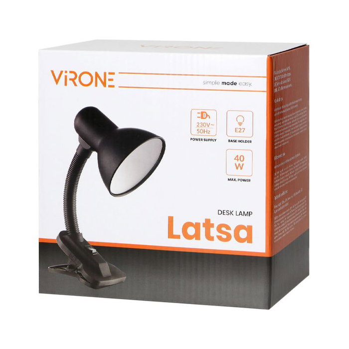 ORNO Lampe de bureau Virone flexible avec pince E27