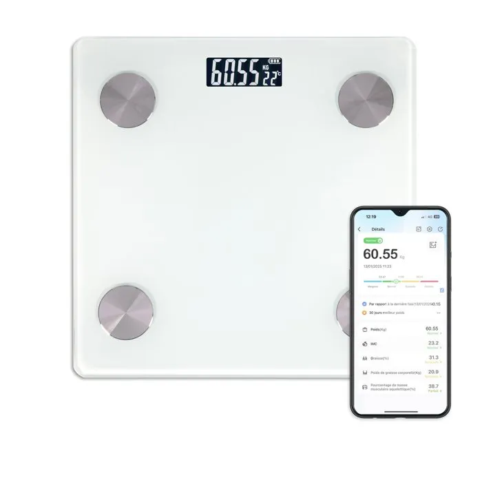 Onli Pèse-personne connecté rechargeable ON1029W - 17 indicateurs corporels