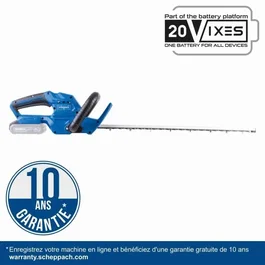 Scheppach Taille-Haie sans fil C-HT570-X - 51 cm, Lamier 560 mm - 2400 cps/min - Batterie 20V 2,0 Ah IXES et chargeur inclus