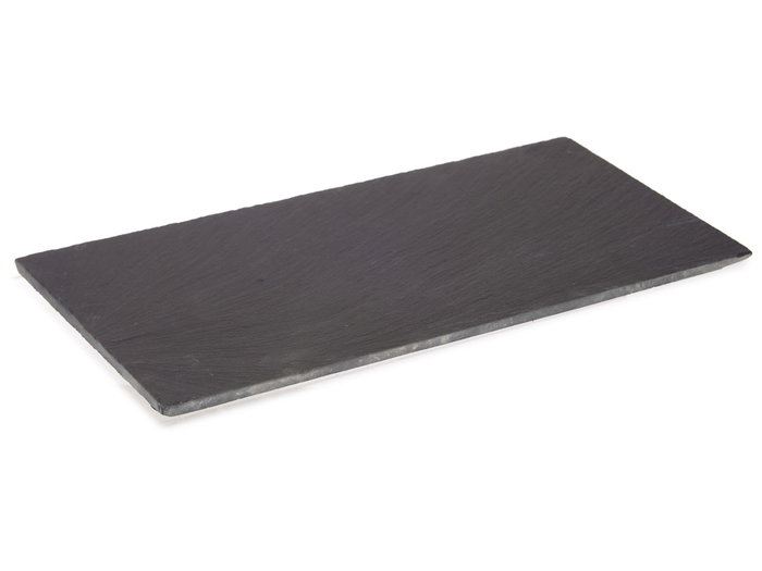 Kinvara Plateau à Apéritif Rectangulaire en Ardoise Noire 30x15 cm (Set de 24)