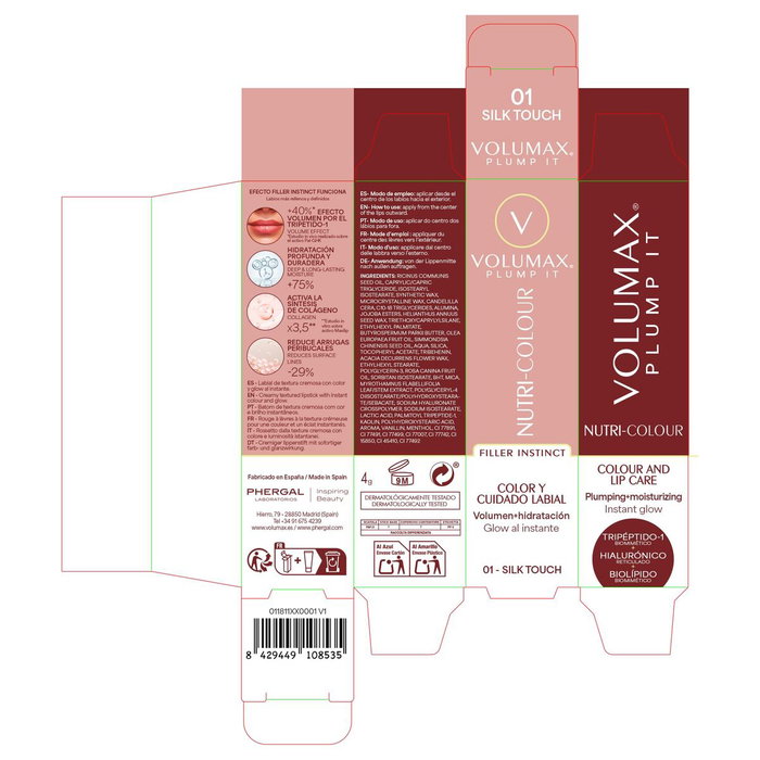 Volumax Soin anti-âge pour les lèvres PLUMP IT NUTRI-COLOUR n° 01 - Silk Touch Volumax Soin anti-âge pour les lèvres PLUMP IT NUTRI-COLOUR n° 01 - Silk Touch