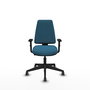 Chaise Elche Contact permament de base Tissu Vert pétrole Base pyramidale noire Accoudoir 1D Sans appui-tête Roulettes 65mm pour moquette