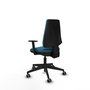 Chaise Elche Contact permament de base Tissu Vert pétrole Base pyramidale noire Accoudoir 1D Sans appui-tête Roulettes 65mm pour moquette