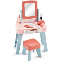 Ecoiffier Coiffeuse d'imitation pour fille et garçon - Ma première coiffeuse - 11 accessoires dont maquillage, sèche-cheveux, peigne - Jouet enfant 12 à 36 mois