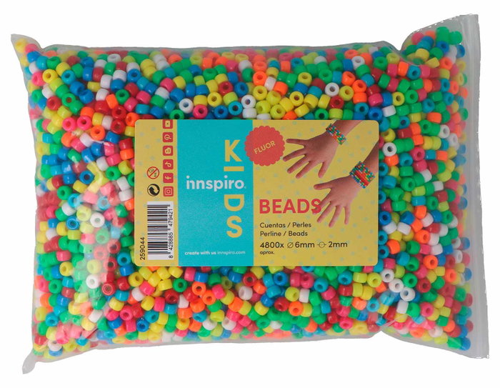 Innspiro Perles en plastique multicolores effet fluor 6mm