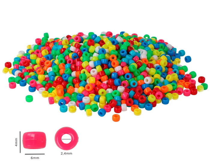 Innspiro Perles en plastique multicolores effet fluor 6mm