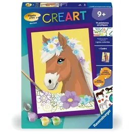 Ravensburger 25906 - Kit de Peinture par Numéros CreArt Kids, Tableau Cheval Fleuri 18x24 cm, Avec Cadre, à Partir de 7 Ans, Numéro d'Art