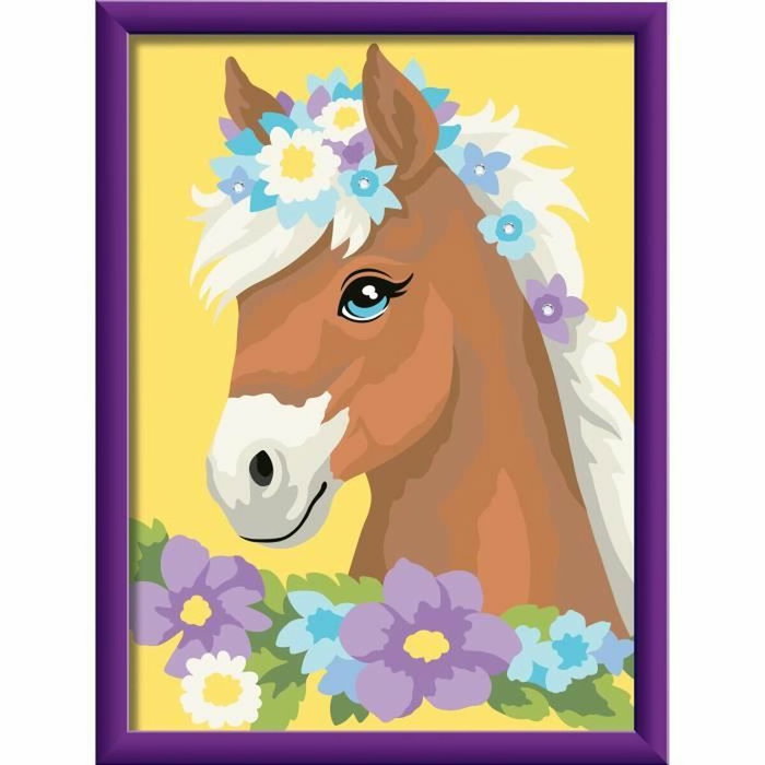 Ravensburger CreArt Kids Kit de peinture par numéros Cheval fleuri 18x24cm