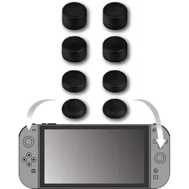 Konix Pack de 8 Appuie-pouces pour Joysticks Joy-Con Nintendo Switch 2 - Hauteur Ajustable avec 4 Niveaux - Noir
