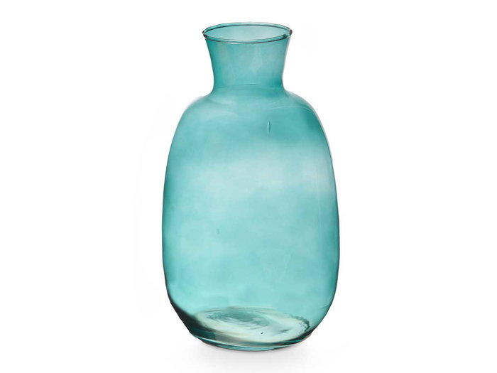 GIFTDECOR Vase en verre turquoise avec col 36cm