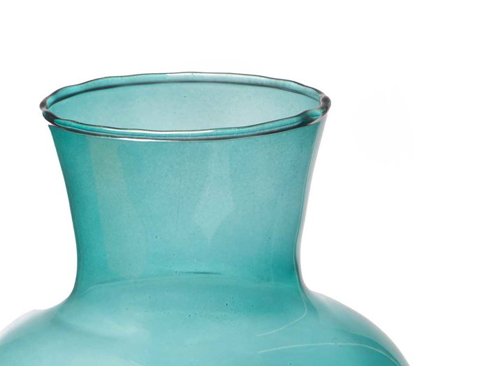 GIFTDECOR Vase en verre turquoise avec col 36cm