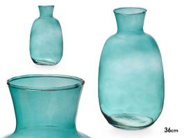 GIFTDECOR Vase en verre turquoise avec col 36cm