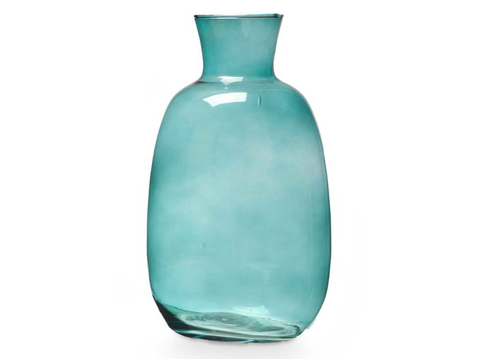 GIFTDECOR Vase en verre turquoise avec col 36cm