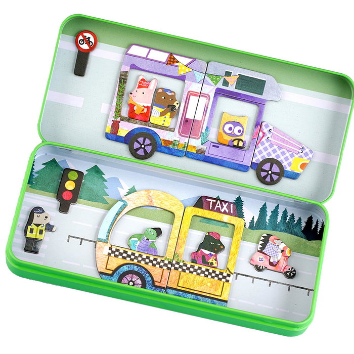 MIEREDU Puzzle Magnétique - Mes Voyages et Voitures - Scénarios de Jeu Magnétique pour Enfants - Développe Imagination et Concentration - Plus de 30 Pièces - ME0884